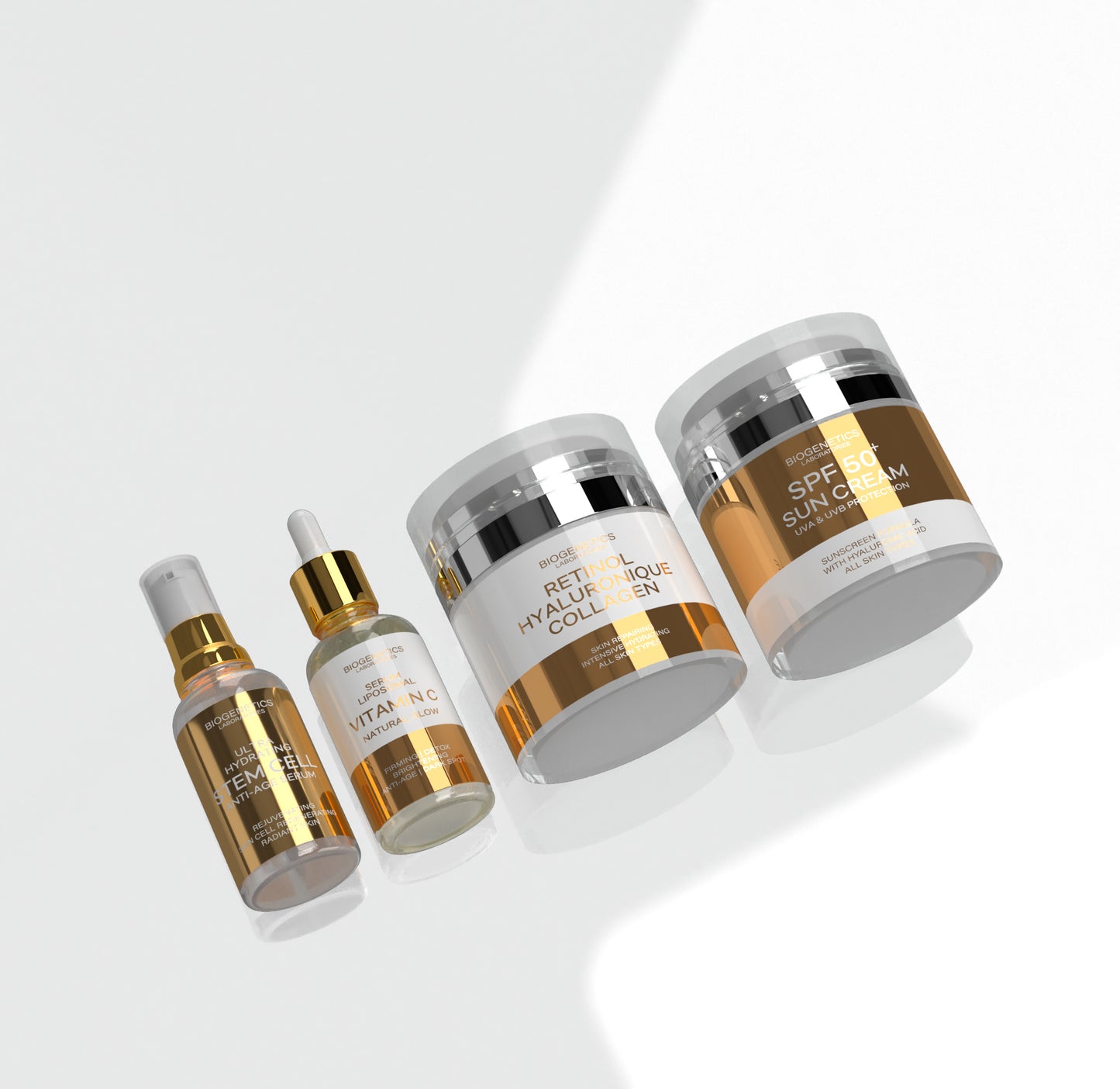 Pachet Serum Celule Stem Biogenetics + Serum Vitamin C + Crema Retinol + Crema SPF